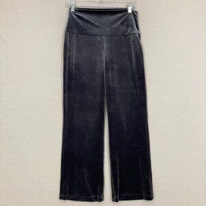 Norma Kamali Dark Gray Velvet Stretch Wide Leg Pull-on Pants Medium